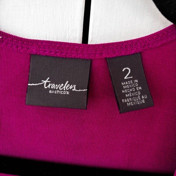 Chico’s Size 2 Magenta‎ Open Front Cardigan Peplum Sweater Pink Chicos Large - Picture 4 of 8